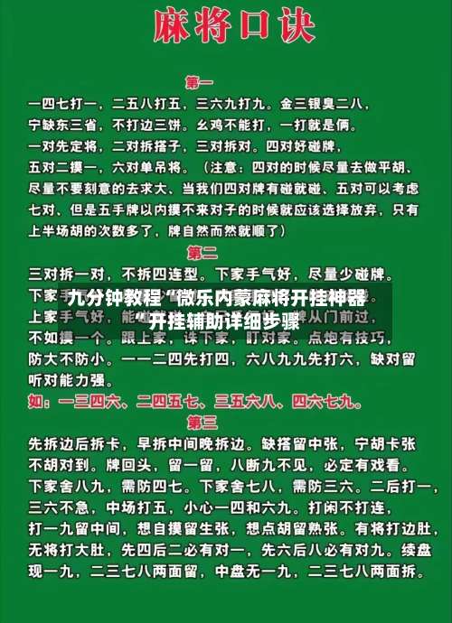 九分钟教程“微乐内蒙麻将开挂神器”开挂辅助详细步骤-第2张图片